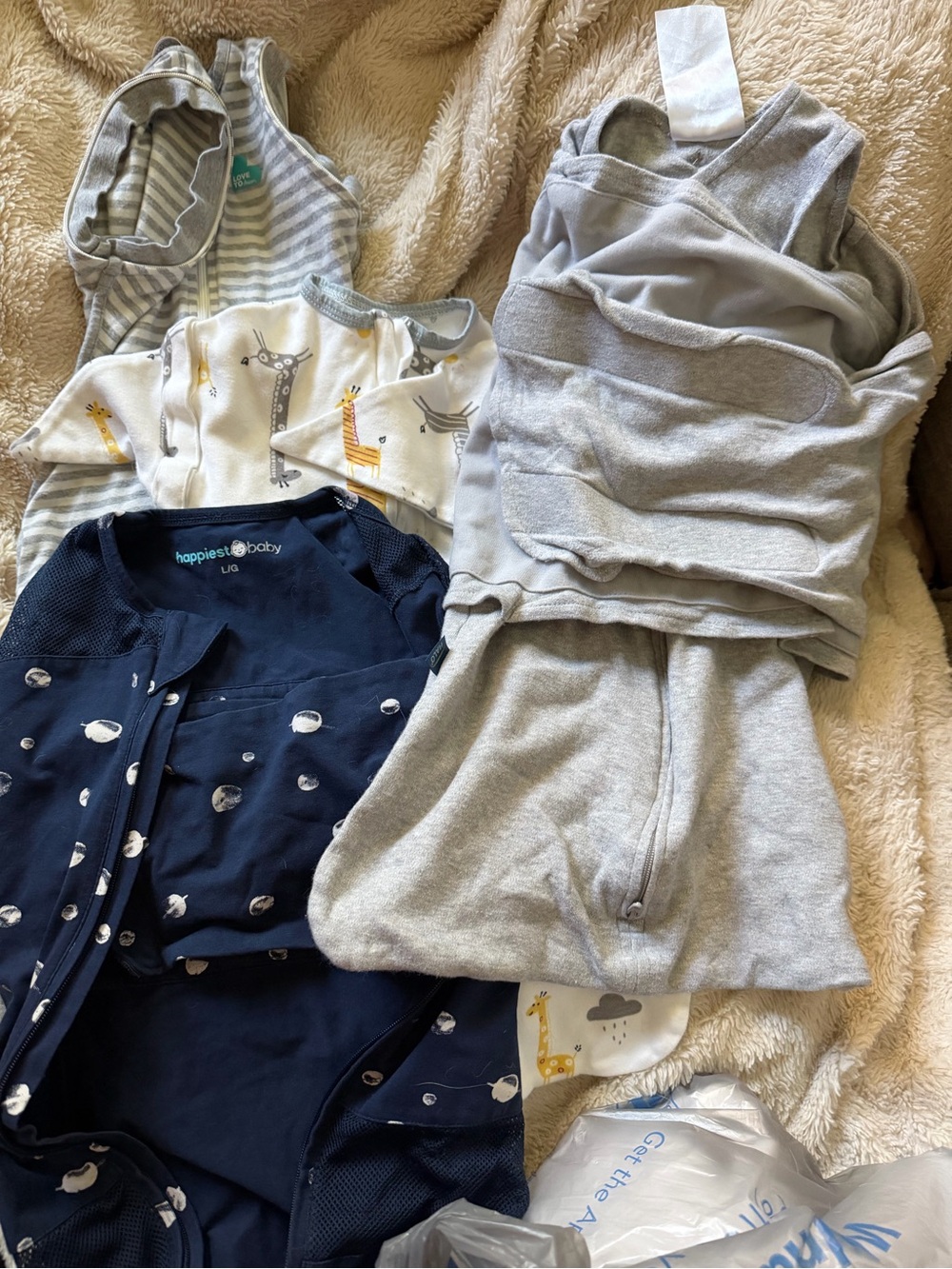 Bundle of sleep swaddles/sacks